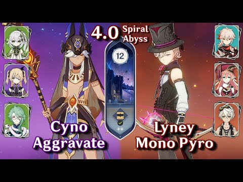 C0 Lyney Mono Pyro & C0 Cyno Aggravate | Spiral Abyss 4.0 - Floor 12 9 Stars | Genshin Impact 4.0
