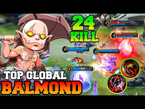 Balmond 24 Kills Hyper Jungler !! MLBB Balmond Best Build 2023 Gameplay Tank Item Top 1 Global
