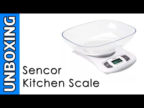 Virtuvinės svarstyklės Sencor SKS 4001WH su dubeniu, didelis LCD ekranas video