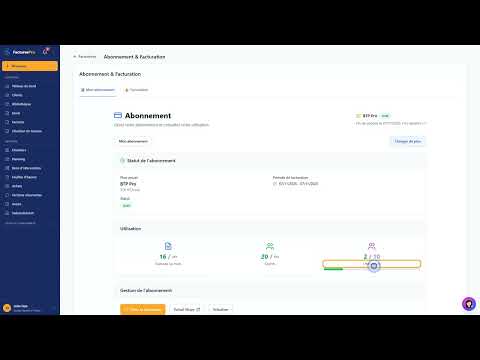 Tutoriel vidéo : Abonnement et facturation — Formation FacturesPro