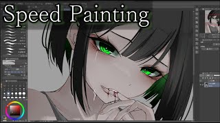 イラストメイキング　泣いてる女の子。　【字幕付き】