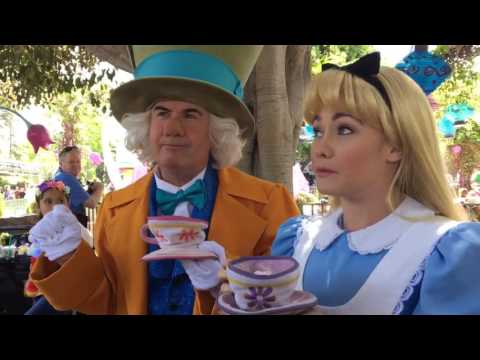 Telling Mad Hatter and Alice a joke at Disneyland
