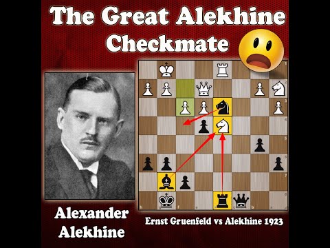 The Great Alekhine sacrificed Queen , Rook and Knight | Gruenfeld vs Alekhine 1923