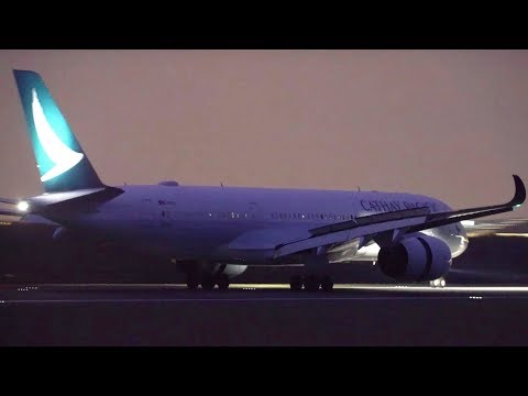 Night Spotting at Manchester Airport- First Arrivals of the Morning- Runway 05R