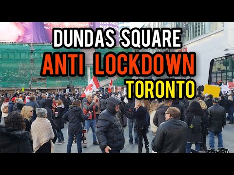 Anti-lockdown Protest in Downtown, Dundas square, Toronto, Saturday November 28, 2020 ,Canada 4k