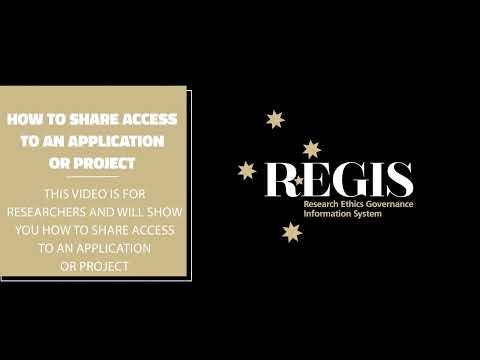 Sharing Access to an Application or Project in REGIS