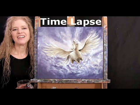 TIME LAPSE - Learn How to Paint "PEGASUS" with Acrylic - Easy Animal Step by Step Painting Tutorial