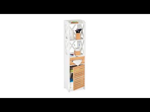 Badezimmerschrank aus MDF & Bambus Braun - Weiß - Bambus - Holzwerkstoff - 31 x 122 x 26 cm