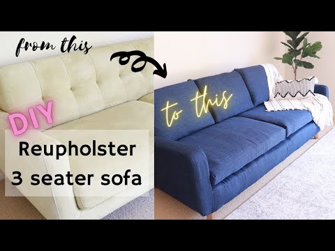 DIY REUPHOLSTER 3 SEATER SOFA from fixed to removable covers