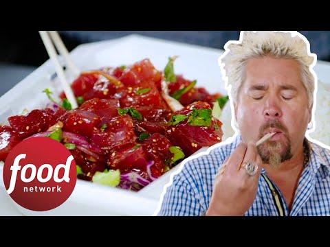"You'll Never Find It That Fresh" Guy Tries Rich & Tender Poke Bowl! | Diners, Drive-Ins & Dives