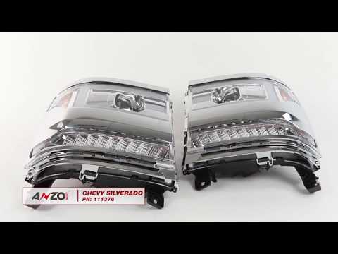 Anzo USA 2016-2018 Chevy Silverado 1500 LED Projector Plank Style Headlights with Sequential Signal