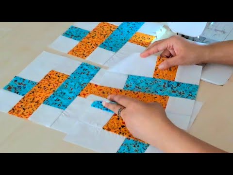 LET'S SEW A BEAUTIFUL AND EASYPATCHWORK BLOCK WITH JUST SQUARES AND STRIPS.