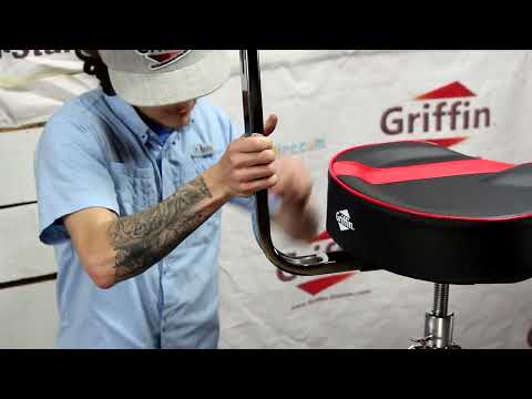 Griffin Drum Throne with Back Rest Support - Padded Leather Drummer Seat Motorcycle Saddle Style Chair - Swivel Adjustable Height Drum Chair for Adults Percussion Stool with Double Braced Hardware image 15