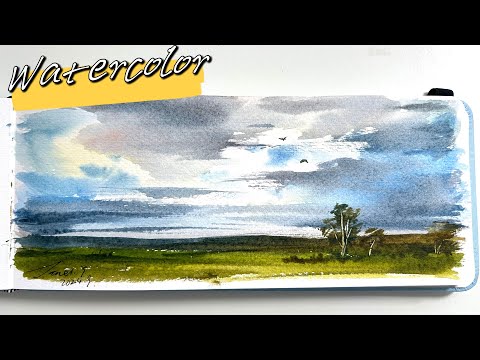 Simple and Beautiful Watercolor Landscape Painting Process