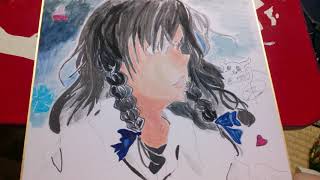 色紙に、女の子描いてみました！！