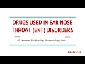 Drugs used in Ear, Nose & Throat (ENT) Disorders