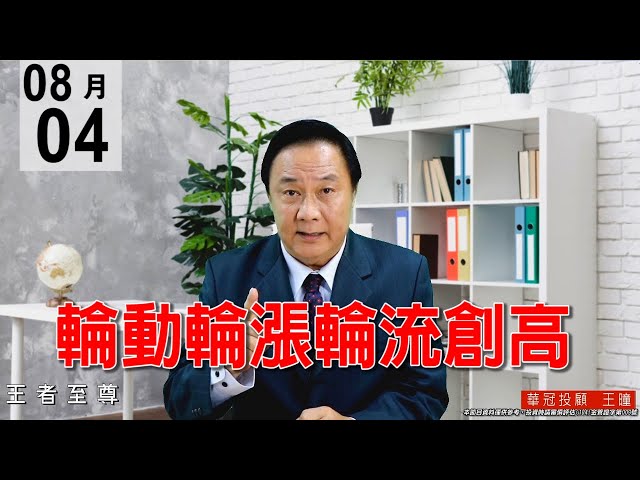 20200804《輪動輪漲輪流創高》今天盤面上是權值股穩盤，人氣股慢慢推升，創新高的個股還在增加，量能雖有稍減，量價沒有問題。#王曈 #王者至尊