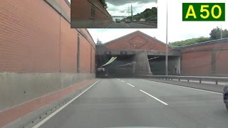 preview picture of video 'A50 - Stoke to Blythe Bridge (Part 2) - Front View with Rearview Mirror'