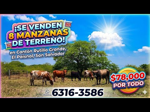 Se venden 8 manzanas en canton Rutilio Grande, distrito de El Paísnal, departamento de San Salvador.