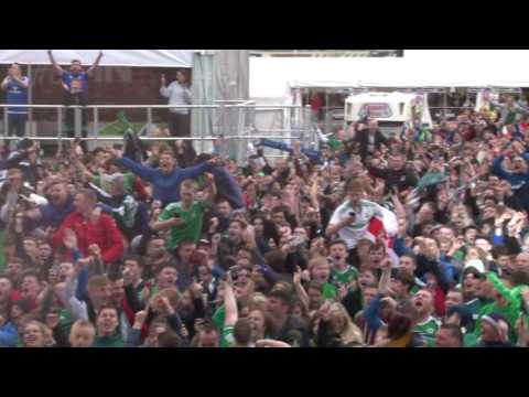 NI fans celebrate at Titanic Quarter fanzone as NI beat Ukraine 2-0