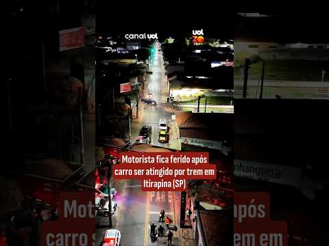 Motorista fica ferido após carro ser atingido por trem em Itirapina (SP)