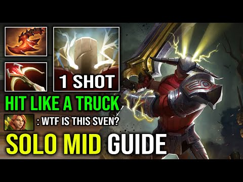 HOW TO SOLO MID SVEN 1 Shot Cleave Hammer Super Crit Hit Like a Truck Hard Carry Dota 2