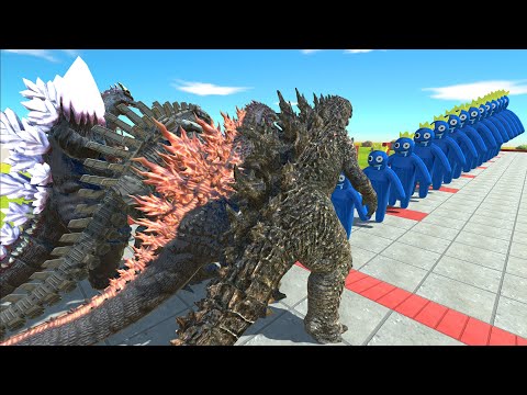 X4 GODZILLA VS DIFFERENT SIZE RAINBOW FRIENDS BLUE - Animal Revolt Battle Simulator