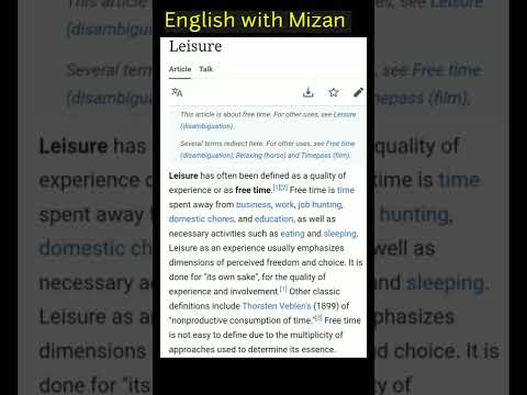 Leisure ‌🛌| Practice Reading Skills | Definition from Wikipedia | English with Mizan | #Shorts