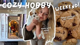 spend a cozy weekend with me 📚✨ | puppy hangs, building a book nook, baking cookies & more!