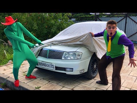Mr. Joe & Green Man found Car Nissan Cedric under Blanket & Started Race for Children