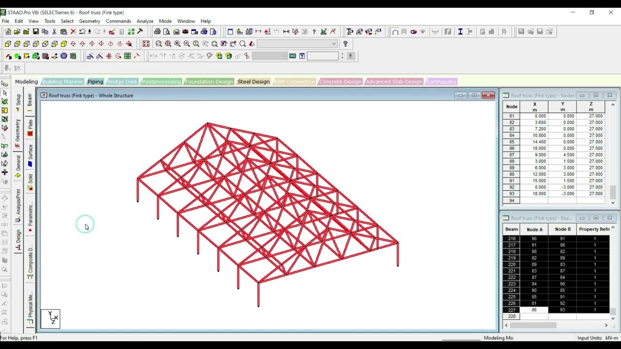 Roof Truss in StaadPro Tutorial | For Beginners
