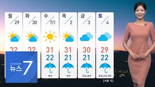 [날씨] 일요일 중부지방 소나기…당분간 30도 웃도는 더위 [뉴스7]