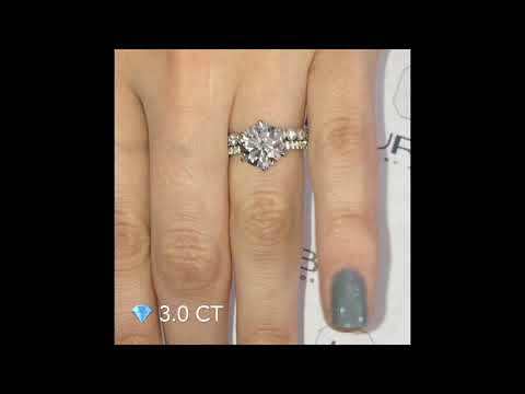 3 ct Round Diamond Engagement Ring with Wedding Band