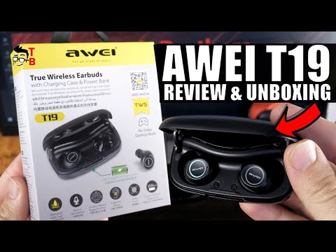 Bluetooth 5.1 TWS ausinės + AWEI Docking Station (T29P) juodos spalvos video