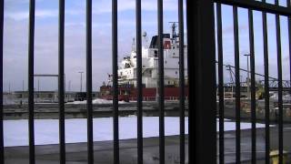 preview picture of video 'Atlantic Erie Freighter Sault Ste. Marie, Michigan Soo Locks April 4, 2013'