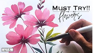 Attention! SIMPLE, EASY, RELAXING & FUN! Quick and Step-by-Step Beautiful Watercolor Flower Painting