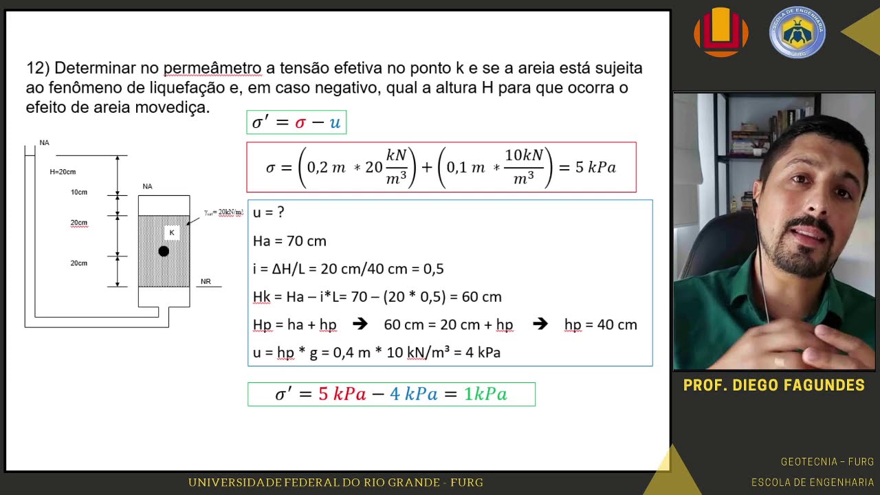Exercícios_Cap 9: EX 12 - tensões devido percolação