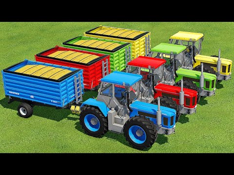 LOAD & TRANSPORT CORN WITH COLORED SCHLUTE TRACTOR & MAN TRUCKS - Farming Simulator 22