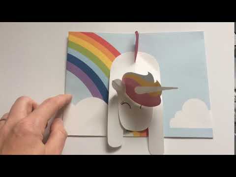 3D Popup Unicorn Rainbow Greetings Card