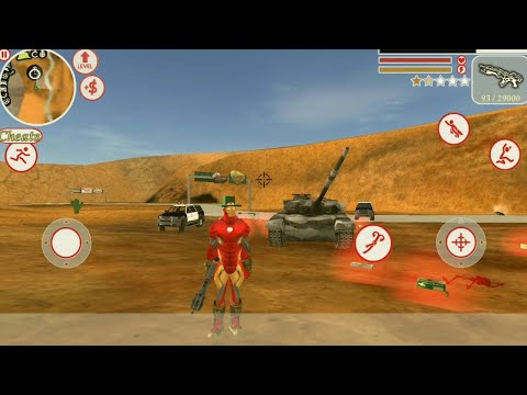 Iron Rope Hero Vegas Crime Simulator | Ironman Destroy Tank, Helicopter, Robot - Android GamePlay HD