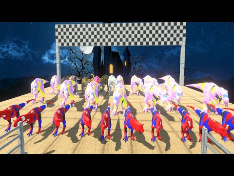 All Colors Race to Eat Terror Water Buffalo - Animal Revolt Battle Simulator