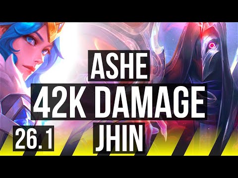 ASHE & Seraphine vs JHIN & Blitzcrank (ADC) | 42K damage | KR Challenger | 26.1