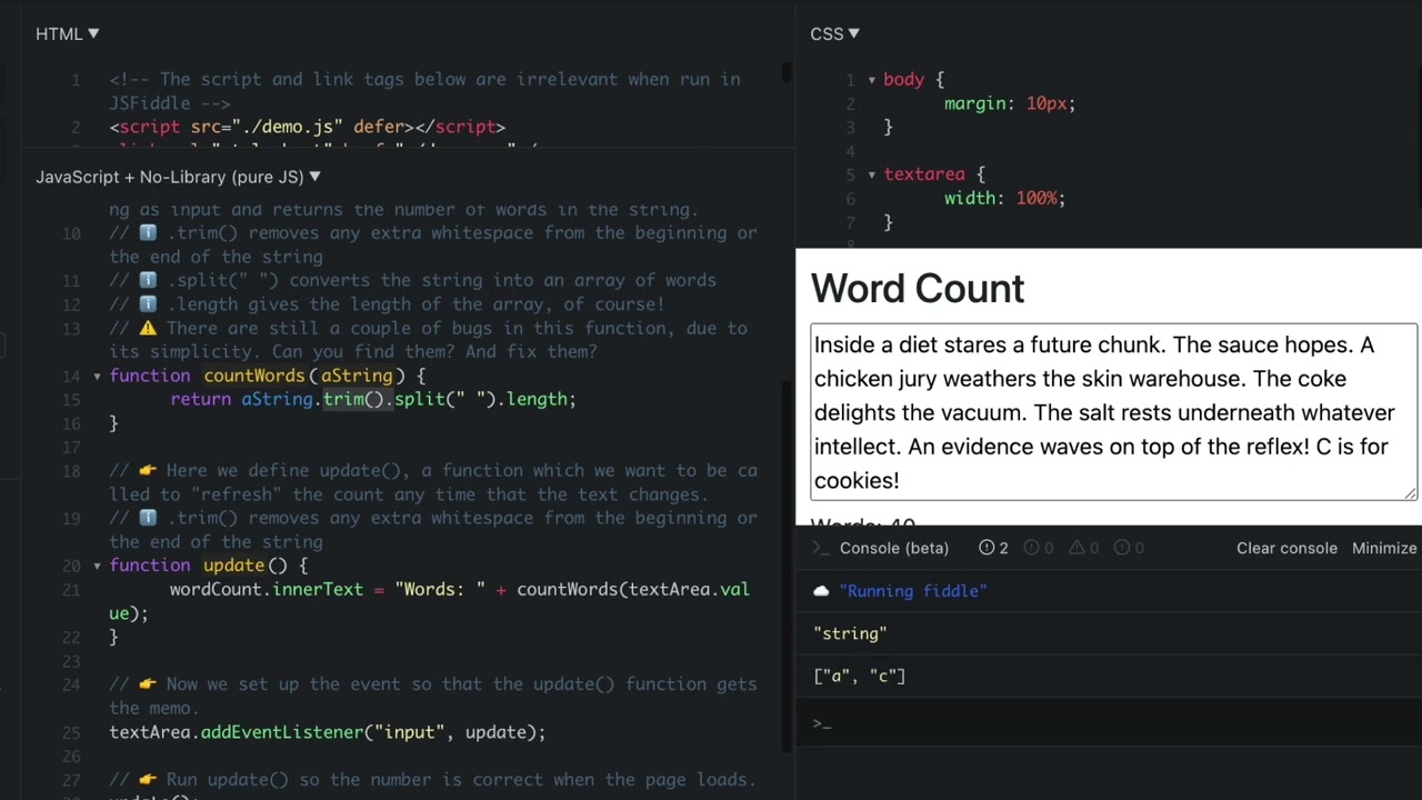 JavaScript by Example: Word Count Tool