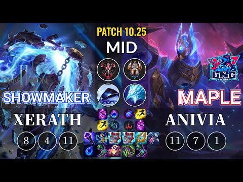 DWG Showmaker Xerath vs LNG Maple Anivia Mid - KR Patch 10.25