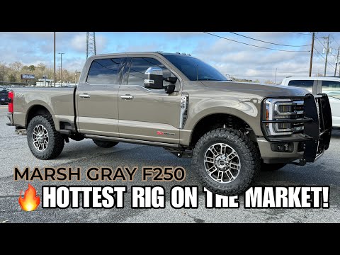 MARSH GRAY 2026 Akins Ford F350 Platinum Plus 2.5" Leveled on 37s-BUBBA Covert Edition