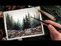 Painting the Feeling of Rain in Watercolor | Moody Forest Landscape