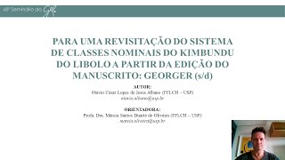 PARA UMA REVISITAÇÃO DO SISTEMA DE CLASSES NOMINAIS DO KIMBUNDU DO LIBOLO A PARTIR DA EDIÇÃO DO MANUSCRITO: GEORGER (S/D).