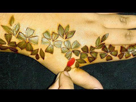 simple mehndi design for hands using leaves by beautiful henna