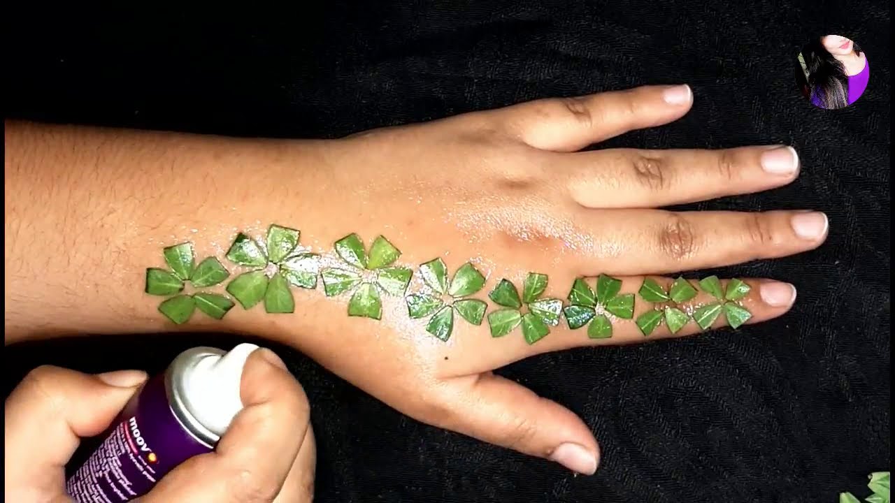 simple mehndi design for hands using leaves by beautiful henna