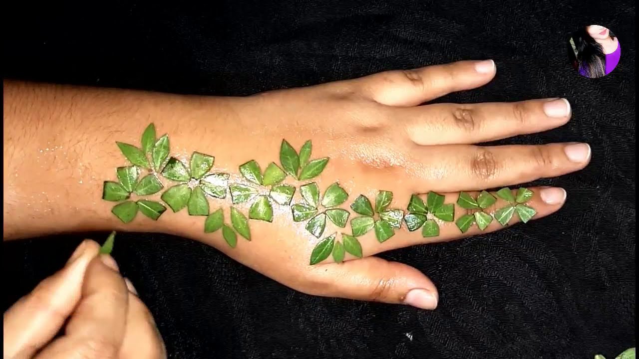 simple mehndi design for hands using leaves by beautiful henna